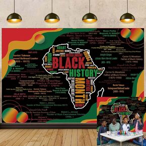 Black History Month Banner Backdrop 7x5FT African American Holiday Party Photography Background for Home Black History Month Poster Decorations Supplies (84x60 inch)
