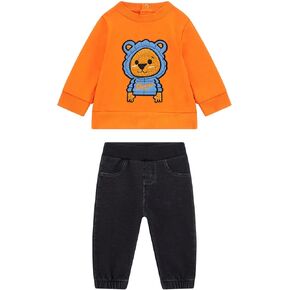 GUESS baby-boys Set Active Top and Knit Denim Pant