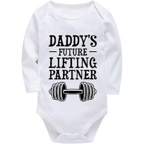 Daddy's Future Lifting Partner Baby Outfit Long Sleeve Funny Baby Romper Infant Clothes