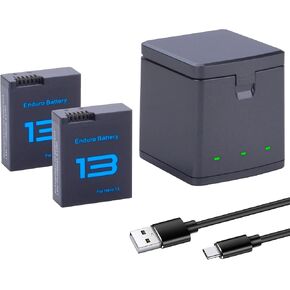 2-Pack 2100mAh Batteries with 3-Channel Battery Charger Station for GoPro Hero 13 Black Sport Action Camera