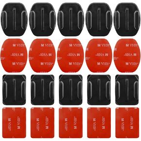 Helmet Adhesive Sticky Mounts, 10 Pack Flat & Curved Helmet Mounting attachments with 10 Sticky Pads, Compatible with Go pro Hero 13 12 11 10 9 8 7 6 5 Session Camera and Other Brand Action Camera