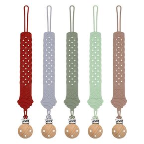 Pacifier Clip - Pacifier Holder Clip – 3 Pack Silicone Pacifier Clip with One Piece Design Braided Styles, Binky Clip Gift (Red+Blue+Green)