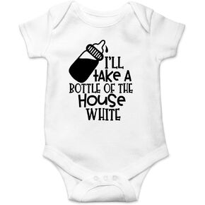 AW Fashions I'll Take A Bottle Of The House White Baby Bodysuit Funny Adorable Infant Outfit for Unisex
