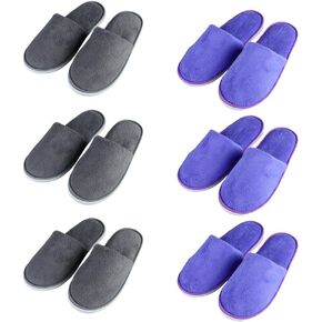 6 Pairs Spa Slippers for Women Men, Disposable Guest Slippers Washable Foldable Slippers Coral Fleece Slipper Bath Slippers Wedding Slippers in Saudi Arabia
