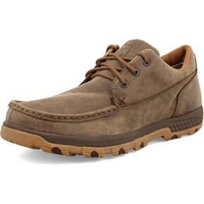 Twisted X Men's Boat Shoe Driving Moc, Moc Toe with CellStretch, Bomber & Brown, 9.5 M
