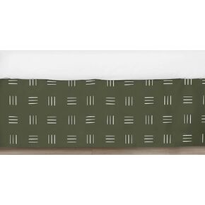 Sweet Jojo Designs Hunter Green Boho Mudcloth Boy Girl Baby Crib Bed Skirt Nursery Dust Ruffle White Bohemian Woodland Tribal Southwest Mud Cloth Hatch Gender Neutral Triple Line Safari Jungle Animal