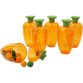 The Dreidel Company Fillable Easter Carrots Containers, Bright Orange Plastic Easter Carrot, Perfect For Easter Hunt, Surprise Carrot, 5.5" Inch Carrots (12-Pack)