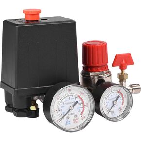 Jadeshay Air Compressor Pressure Switch Control Valve with Regulator and Gauges for 0.05-1.2MPa Fast Pressure Reduction
