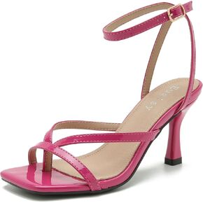 Women's Strappy Heels Lace Up Stiletto High Heeled Sandals Square Open Toe Thong Ankle Strap Sexy Fashion Comfort Dress Shoes Party Sandals
