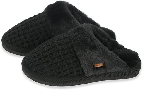 C.C Pattern Knitted Slip-On Slippers With Faux Fur Lining Indoor-Outdoor House For Women in Saudi Arabia