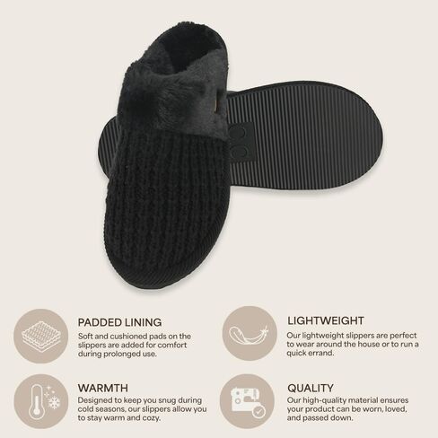 C.C Pattern Knitted Slip-On Slippers With Faux Fur Lining Indoor-Outdoor House For Women in Saudi Arabia