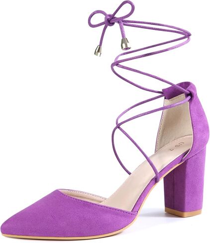 Perphy Pointy Toe Lace Up Chunky Heel Dress Pumps for Women in Kuwait