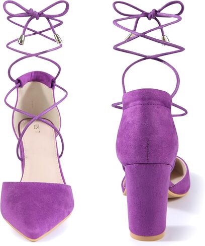 Perphy Pointy Toe Lace Up Chunky Heel Dress Pumps for Women in Kuwait