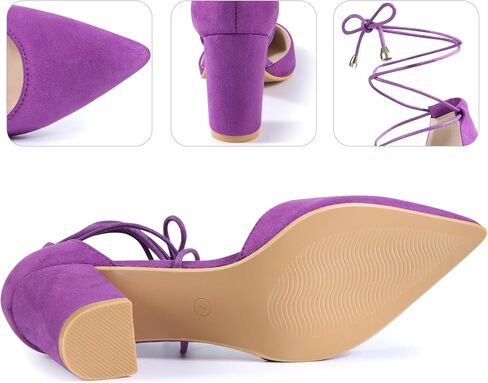 Perphy Pointy Toe Lace Up Chunky Heel Dress Pumps for Women in Kuwait