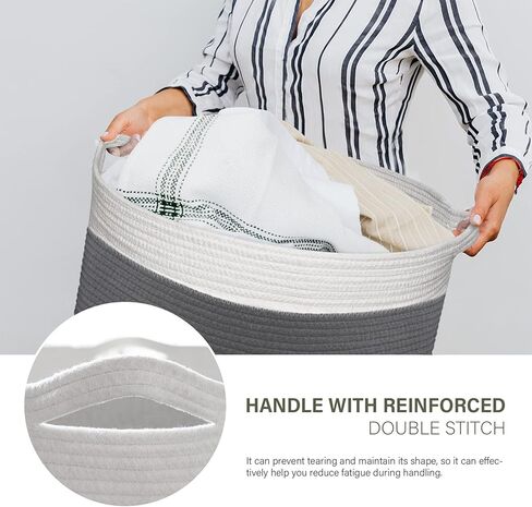 AIVATOBA سلة حبل قطنية كبيرة ، غرفة معيشة سلة بطانية ، سلة تخزين للتنظيم ، سلة ألعاب "× 14" 22 " in Kuwait