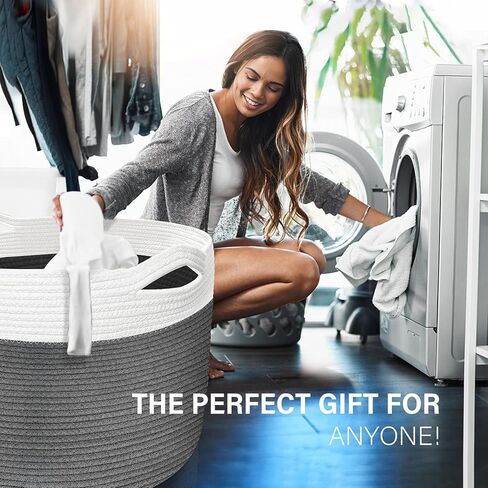 AIVATOBA سلة حبل قطنية كبيرة ، غرفة معيشة سلة بطانية ، سلة تخزين للتنظيم ، سلة ألعاب "× 14" 22 " in Kuwait