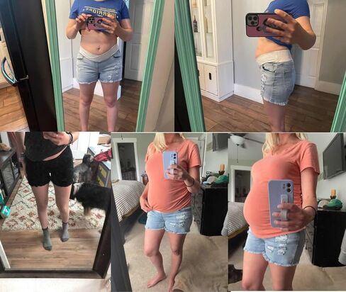 V Vocni Maternity Jean Shorts Women's Stretgy Jeans Shorts متراصة in Kuwait