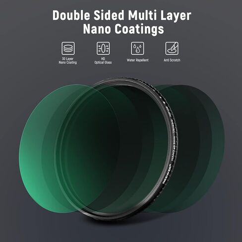 NEEWER 40.5mm Variable ND Filter ND8-ND128 Camera Lens Filter (3-7 Stop) No X Cross Neutral Density Ultra-Slim HD Filter with 30 Multi-Layer Nano Coatings Waterproof, Cleaning Cloth Included in Saudi Arabia