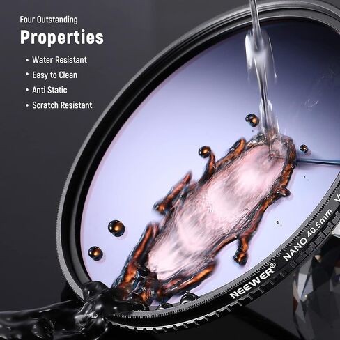 NEEWER 40.5mm Variable ND Filter ND8-ND128 Camera Lens Filter (3-7 Stop) No X Cross Neutral Density Ultra-Slim HD Filter with 30 Multi-Layer Nano Coatings Waterproof, Cleaning Cloth Included in Saudi Arabia