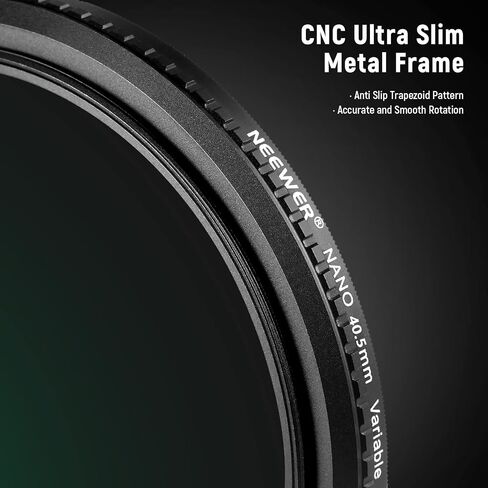 NEEWER 40.5mm Variable ND Filter ND8-ND128 Camera Lens Filter (3-7 Stop) No X Cross Neutral Density Ultra-Slim HD Filter with 30 Multi-Layer Nano Coatings Waterproof, Cleaning Cloth Included in Saudi Arabia