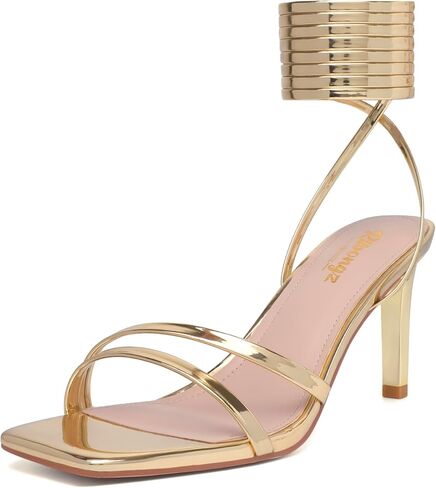 RIBONGZ Womens High Strappy Heels Square Open Toe Ankle Strap Lace Up Heels Stiletto Sexy Heels for Wedding Bridal Prom Party Dress Shoes in Saudi Arabia