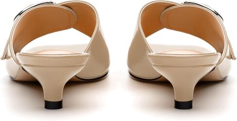 Women's Sandals, Square Open Toe Kitten Low Heels Slide Sandal, Fashion Solid Patent Mules Sandals in Kuwait