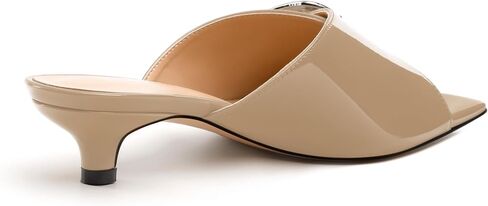 Women's Sandals, Square Open Toe Kitten Low Heels Slide Sandal, Fashion Solid Patent Mules Sandals in Kuwait