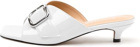 Women's Sandals, Square Open Toe Kitten Low Heels Slide Sandal, Fashion Solid Patent Mules Sandals in Kuwait