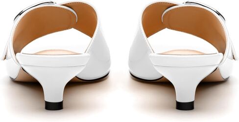 Women's Sandals, Square Open Toe Kitten Low Heels Slide Sandal, Fashion Solid Patent Mules Sandals in Kuwait