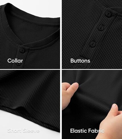 تي شيرت رجالي من JMIERR من Henley مصنوع من القطن برقبة دائرية تي شيرت رياضي للتمرين في صالة الألعاب الرياضية مع زر in Kuwait