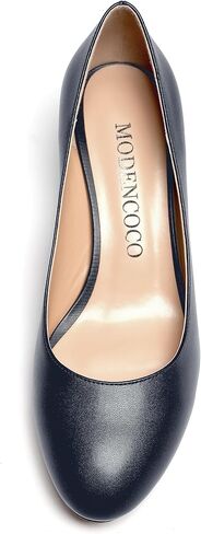MODENCOCO Womens Office Matte Slip On Formal Round Toe Comfortable Kitten Low Heel Pumps Dress Shoes 2 Inch in Kuwait