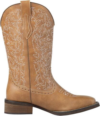 SheSole Cowboy Boots For Women Wide Square Toe Mid Calf Ladies Western Cowgirl Boots in Kuwait