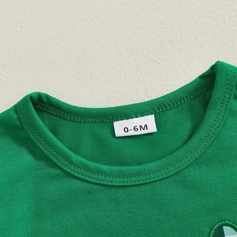 St Patricks Day Baby Girl Boy Outfit Green Shamrock Long Sleeve Shirt Top Plaid Pants Set Saint Patrick's Clothes in Kuwait