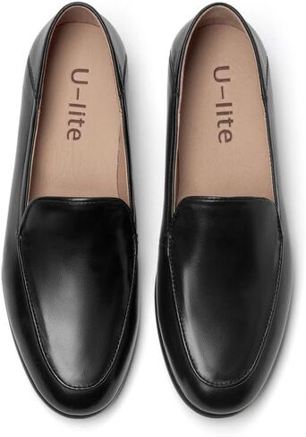 U-lite Women's Cow Leather Slip On Loafers Metal Decoration Flat Mules in Kuwait