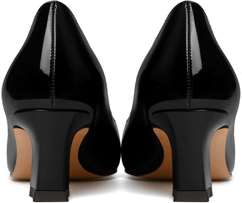NUMALEO Womens Slip On Evening Patent Sexy Solid Pointed Toe Chunky Low Heel Pumps Shoes 2 Inch in Kuwait