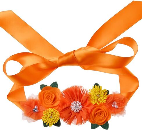 BBTDIN Orange Flower Belly Sash Maternity Orange Floral Flower Belt Orange Maternity Sash SAB01 in Kuwait