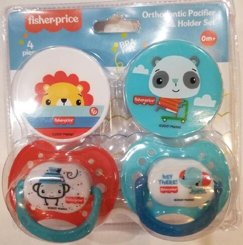 إكسسوارات Cudlie Fisher Price Strowntic Packifier and Holder Set ، BPA Free ، 0M+ in Kuwait