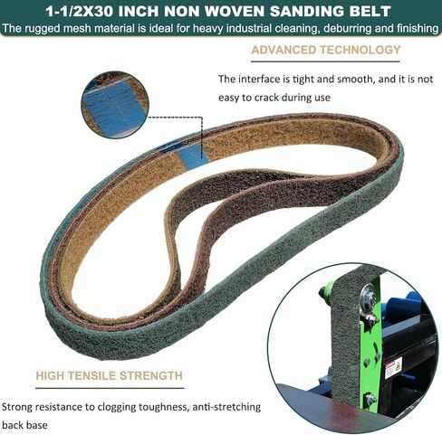 3 Pack 1-1/2 X 30 Inch Coarse, Medium, and Fine Grits Assortment Non Woven Surface Conditioning Sanding Belts for Pipe Tube Polisher Sander Metal Pole and Metal Fabricators Profession Sander Belt in Kuwait