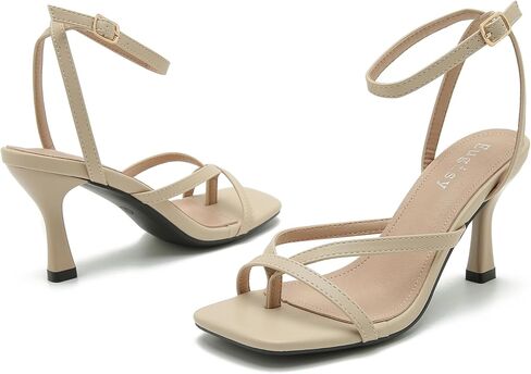 الكعب الضيق للسيدات الدانتيل حتى الخنجر عالية الكعب ساحة Square Square Open Thong Thong Ongle Strap Sexy Fashion Comfort Dress Fress Sandals Party Party in Kuwait