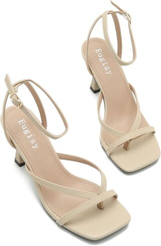 الكعب الضيق للسيدات الدانتيل حتى الخنجر عالية الكعب ساحة Square Square Open Thong Thong Ongle Strap Sexy Fashion Comfort Dress Fress Sandals Party Party in Kuwait