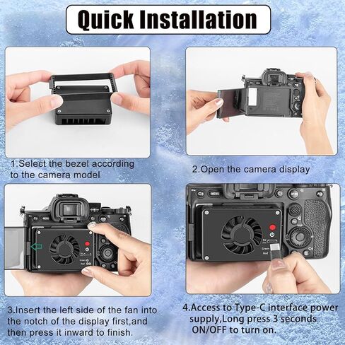 مروحة تبريد الكاميرا ، كاميرا DSLR قابلة للتعديل كول خارجي مع لوحات محول تصاعد 4pcs ومنفذ شحن Type-C in Kuwait