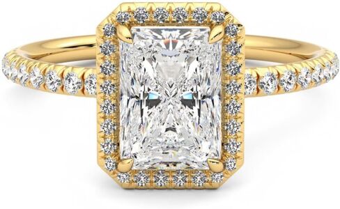 ISAAC WOLF Certified Halo Solid 10k Gold Radiant Cut 3.54 Carat Genuine VVS1 Moissanite Diamond in White, Yellow OR Rose GOLD in Kuwait
