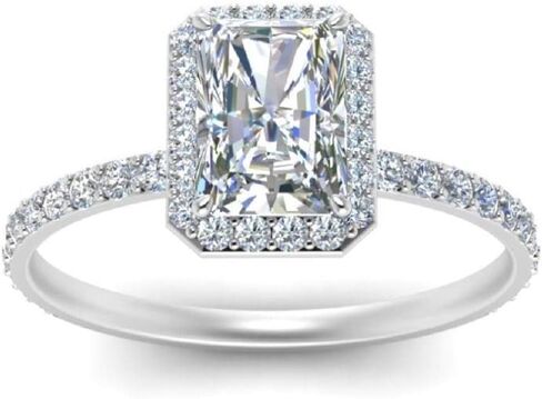 ISAAC WOLF Certified Halo Solid 10k Gold Radiant Cut 3.54 Carat Genuine VVS1 Moissanite Diamond in White, Yellow OR Rose GOLD in Kuwait