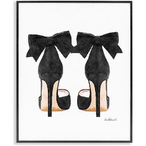 Stupell Industries Glam Pumps Heels With Black Bow Framed Giclee Texturized Art, Proudly Made in USA
