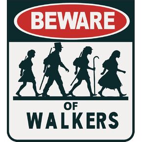 The Walking Dead Beware of Walkers Stickers, 4"" x 4.5"", Pack of 2, Outdoor Decor, Red/White/Black