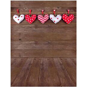 YYNXSY Valentine's Day Wooden Board Backdrop Valentine's Day Love Hearts Vintage Wood Plank Backdrop Kid Baby Lovers Girl Photography Decorations Photo Background 5X7FT YY-5011