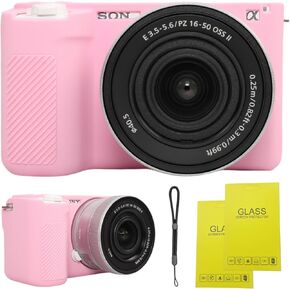 Camera Case for Sony ZV-E10 II/ZV-E10M2 Digital Camera,ZV-E10 II Soft Silicone Protective Bag,Anti-Scratch Slim Fit Soft Sleeve with ZV-E10 II Screen Protector and Strap Wrist. (Jelly Pink)