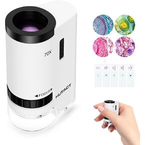 Science Mini Microscope Pocket for Kids: 70x Portable Handheld Miniscope with 5Pcs Slides - Birthday Gift for Nature Learning Outdoor Exploration Minilabster Children Boys Girls 6 7 8 9 10 11 12