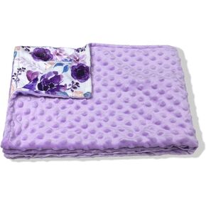 Soft Plush Baby Blankets for Girls with Print Floral Pattern and Soothing Raised Dots, Double Layer Bed Throws for Baby Infant Toddler Nursery Crib,Purple, 30x40 Inches (Purple)
