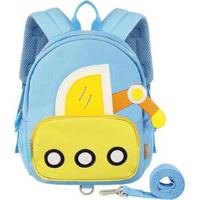 GAGAKU Toddler Backpack with Leash - Mini Kids Backpacks for Boys 2-5 Years Child 3D Cartoon Toddler Harness Backpack Leash Anti-Lost Preschool Backpack- Blue Digger